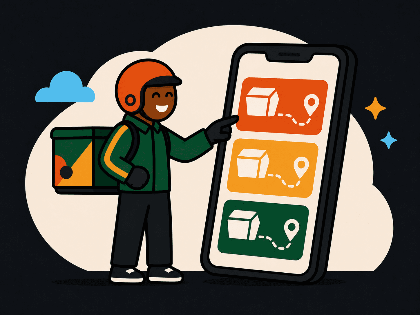 A delivery rider viewing delivery offers in the app